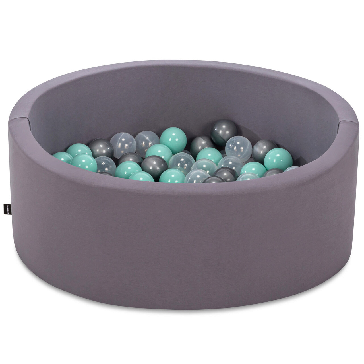 Piscina cu bile, Bubble Pops v3, 150 bile, Ø85 x 30 cm, bumbac/plastic, gri - imagine 3